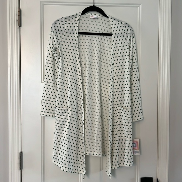 LuLaRoe Caroline cardigan cream and green poke-a-dot. Size XS. New with tags! - Picture 1 of 3